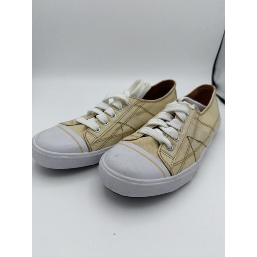 Naturalizer Gallagher Canvas Sneakers Womens 9M Beige Lace Up Comfort Shoes 1633